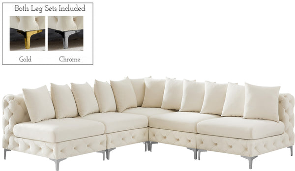 Tremblay Velvet / Engineered Wood / Metal / Foam Contemporary Cream Velvet Modular Sectional - 99" W x 99" D x 33" H