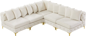 Tremblay Velvet / Engineered Wood / Metal / Foam Contemporary Cream Velvet Modular Sectional - 99" W x 99" D x 33" H