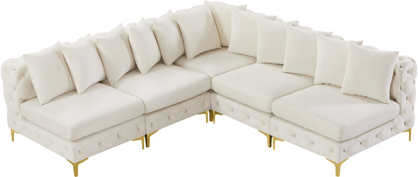 Tremblay Velvet / Engineered Wood / Metal / Foam Contemporary Cream Velvet Modular Sectional - 99" W x 99" D x 33" H