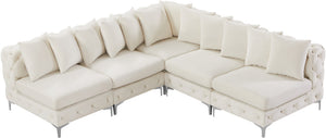 Tremblay Velvet / Engineered Wood / Metal / Foam Contemporary Cream Velvet Modular Sectional - 99" W x 99" D x 33" H