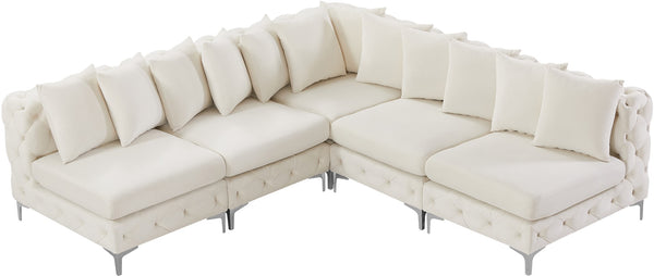 Tremblay Velvet / Engineered Wood / Metal / Foam Contemporary Cream Velvet Modular Sectional - 99" W x 99" D x 33" H