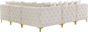 Tremblay Velvet / Engineered Wood / Metal / Foam Contemporary Cream Velvet Modular Sectional - 99" W x 99" D x 33" H