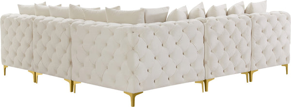 Tremblay Velvet / Engineered Wood / Metal / Foam Contemporary Cream Velvet Modular Sectional - 99" W x 99" D x 33" H