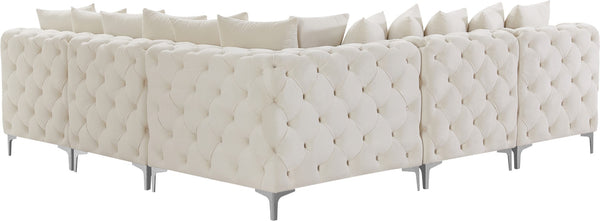 Tremblay Velvet / Engineered Wood / Metal / Foam Contemporary Cream Velvet Modular Sectional - 99" W x 99" D x 33" H