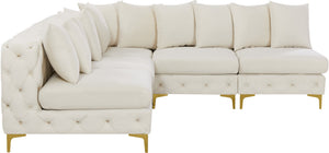 Tremblay Velvet / Engineered Wood / Metal / Foam Contemporary Cream Velvet Modular Sectional - 99" W x 99" D x 33" H