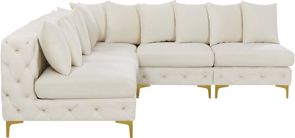 Tremblay Velvet / Engineered Wood / Metal / Foam Contemporary Cream Velvet Modular Sectional - 99" W x 99" D x 33" H