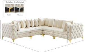 Tremblay Velvet / Engineered Wood / Metal / Foam Contemporary Cream Velvet Modular Sectional - 108" W x 108" D x 33" H