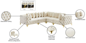 Tremblay Velvet / Engineered Wood / Metal / Foam Contemporary Cream Velvet Modular Sectional - 108" W x 108" D x 33" H
