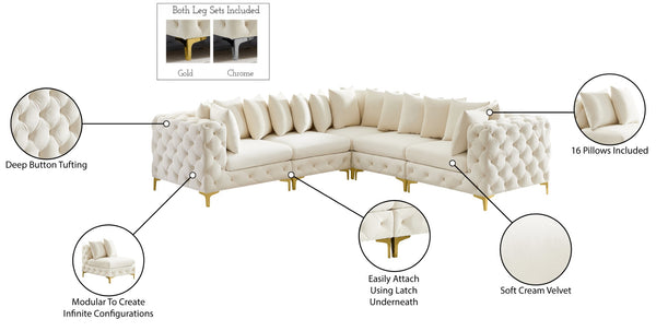 Tremblay Velvet / Engineered Wood / Metal / Foam Contemporary Cream Velvet Modular Sectional - 108" W x 108" D x 33" H