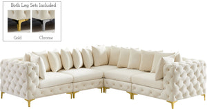 Tremblay Velvet / Engineered Wood / Metal / Foam Contemporary Cream Velvet Modular Sectional - 108" W x 108" D x 33" H