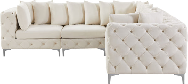 Tremblay Velvet / Engineered Wood / Metal / Foam Contemporary Cream Velvet Modular Sectional - 108" W x 108" D x 33" H