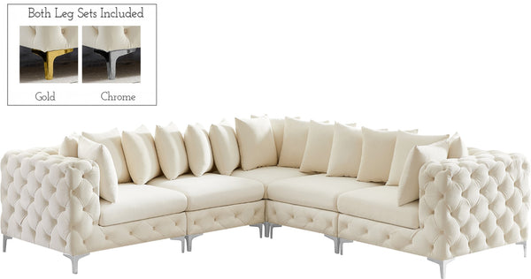 Tremblay Velvet / Engineered Wood / Metal / Foam Contemporary Cream Velvet Modular Sectional - 108" W x 108" D x 33" H