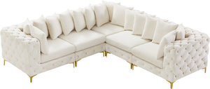 Tremblay Velvet / Engineered Wood / Metal / Foam Contemporary Cream Velvet Modular Sectional - 108" W x 108" D x 33" H