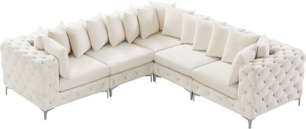 Tremblay Velvet / Engineered Wood / Metal / Foam Contemporary Cream Velvet Modular Sectional - 108" W x 108" D x 33" H