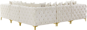 Tremblay Velvet / Engineered Wood / Metal / Foam Contemporary Cream Velvet Modular Sectional - 108" W x 108" D x 33" H