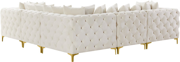 Tremblay Velvet / Engineered Wood / Metal / Foam Contemporary Cream Velvet Modular Sectional - 108" W x 108" D x 33" H