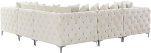Tremblay Velvet / Engineered Wood / Metal / Foam Contemporary Cream Velvet Modular Sectional - 108" W x 108" D x 33" H