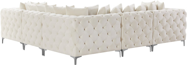 Tremblay Velvet / Engineered Wood / Metal / Foam Contemporary Cream Velvet Modular Sectional - 108" W x 108" D x 33" H