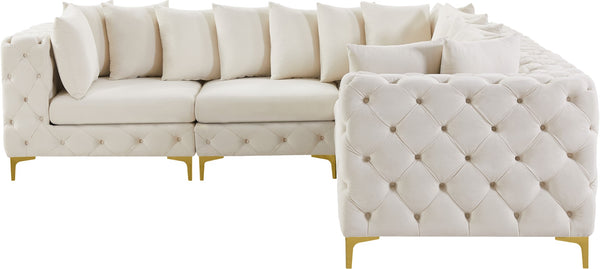 Tremblay Velvet / Engineered Wood / Metal / Foam Contemporary Cream Velvet Modular Sectional - 108" W x 108" D x 33" H