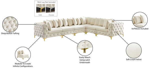 Tremblay Velvet / Engineered Wood / Metal / Foam Contemporary Cream Velvet Modular Sectional - 138" W x 108" D x 33" H