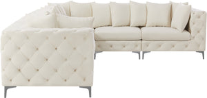 Tremblay Velvet / Engineered Wood / Metal / Foam Contemporary Cream Velvet Modular Sectional - 138" W x 108" D x 33" H