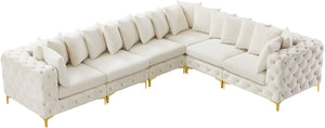 Tremblay Velvet / Engineered Wood / Metal / Foam Contemporary Cream Velvet Modular Sectional - 138" W x 108" D x 33" H