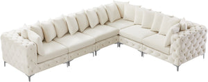 Tremblay Velvet / Engineered Wood / Metal / Foam Contemporary Cream Velvet Modular Sectional - 138" W x 108" D x 33" H
