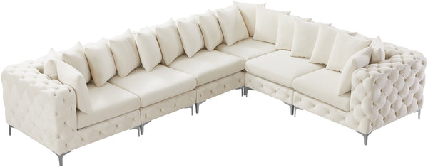 Tremblay Velvet / Engineered Wood / Metal / Foam Contemporary Cream Velvet Modular Sectional - 138" W x 108" D x 33" H