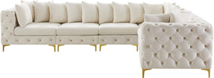 Tremblay Velvet / Engineered Wood / Metal / Foam Contemporary Cream Velvet Modular Sectional - 138" W x 108" D x 33" H