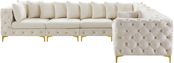 Tremblay Velvet / Engineered Wood / Metal / Foam Contemporary Cream Velvet Modular Sectional - 138" W x 108" D x 33" H