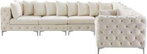 Tremblay Velvet / Engineered Wood / Metal / Foam Contemporary Cream Velvet Modular Sectional - 138" W x 108" D x 33" H