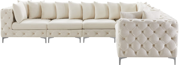 Tremblay Velvet / Engineered Wood / Metal / Foam Contemporary Cream Velvet Modular Sectional - 138" W x 108" D x 33" H