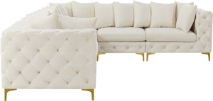 Tremblay Velvet / Engineered Wood / Metal / Foam Contemporary Cream Velvet Modular Sectional - 138" W x 108" D x 33" H