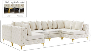 Tremblay Velvet / Engineered Wood / Metal / Foam Contemporary Cream Velvet Modular Sectional - 138" W x 69" D x 33" H