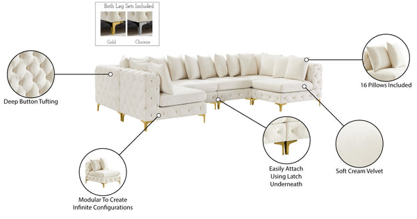 Tremblay Velvet / Engineered Wood / Metal / Foam Contemporary Cream Velvet Modular Sectional - 138" W x 69" D x 33" H