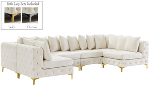 Tremblay Velvet / Engineered Wood / Metal / Foam Contemporary Cream Velvet Modular Sectional - 138" W x 69" D x 33" H