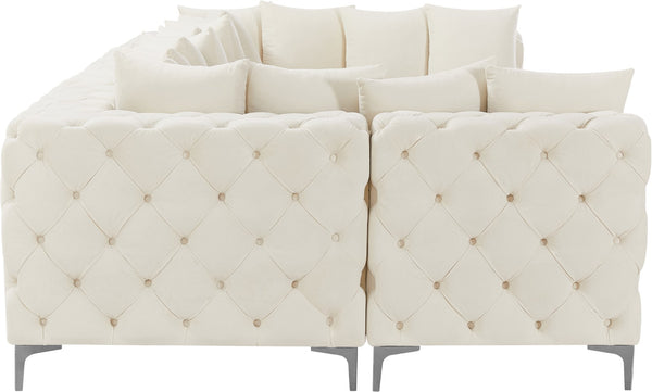 Tremblay Velvet / Engineered Wood / Metal / Foam Contemporary Cream Velvet Modular Sectional - 138" W x 69" D x 33" H