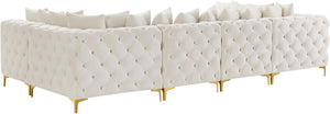 Tremblay Velvet / Engineered Wood / Metal / Foam Contemporary Cream Velvet Modular Sectional - 138" W x 69" D x 33" H