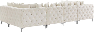 Tremblay Velvet / Engineered Wood / Metal / Foam Contemporary Cream Velvet Modular Sectional - 138" W x 69" D x 33" H