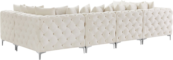 Tremblay Velvet / Engineered Wood / Metal / Foam Contemporary Cream Velvet Modular Sectional - 138" W x 69" D x 33" H