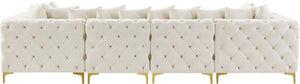 Tremblay Velvet / Engineered Wood / Metal / Foam Contemporary Cream Velvet Modular Sectional - 138" W x 69" D x 33" H