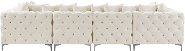 Tremblay Velvet / Engineered Wood / Metal / Foam Contemporary Cream Velvet Modular Sectional - 138" W x 69" D x 33" H