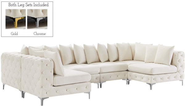 Tremblay Velvet / Engineered Wood / Metal / Foam Contemporary Cream Velvet Modular Sectional - 138" W x 69" D x 33" H