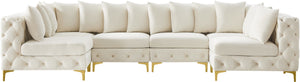 Tremblay Velvet / Engineered Wood / Metal / Foam Contemporary Cream Velvet Modular Sectional - 138" W x 69" D x 33" H