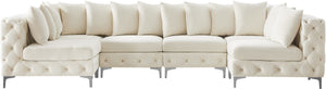 Tremblay Velvet / Engineered Wood / Metal / Foam Contemporary Cream Velvet Modular Sectional - 138" W x 69" D x 33" H