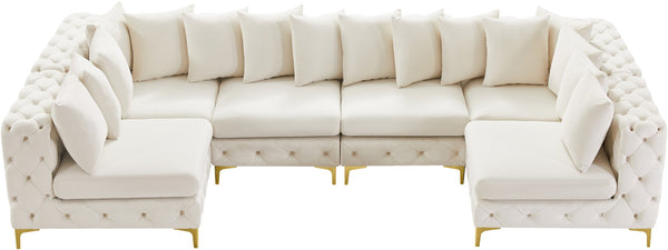 Tremblay Velvet / Engineered Wood / Metal / Foam Contemporary Cream Velvet Modular Sectional - 138" W x 69" D x 33" H