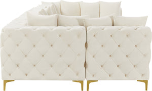 Tremblay Velvet / Engineered Wood / Metal / Foam Contemporary Cream Velvet Modular Sectional - 138" W x 69" D x 33" H