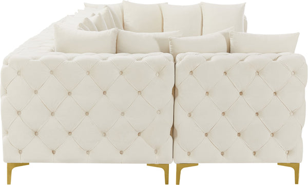 Tremblay Velvet / Engineered Wood / Metal / Foam Contemporary Cream Velvet Modular Sectional - 138" W x 69" D x 33" H