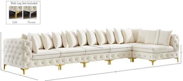 Tremblay Velvet / Engineered Wood / Metal / Foam Contemporary Cream Velvet Modular Sectional - 168" W x 69" D x 33" H