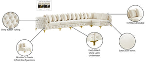 Tremblay Velvet / Engineered Wood / Metal / Foam Contemporary Cream Velvet Modular Sectional - 168" W x 69" D x 33" H